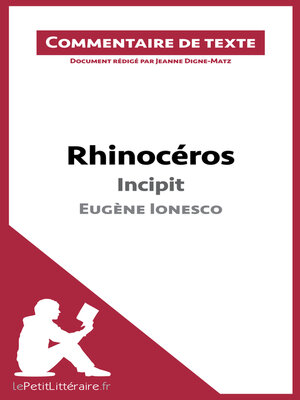 cover image of Rhinocéros de Ionesco--Incipit